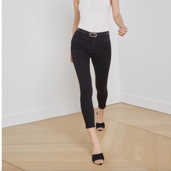 LAGENCE Margot Cropped Skinny Stretch High Rise Jean Noir Jet Black 2294DNM 25 - Picture 1 of 15